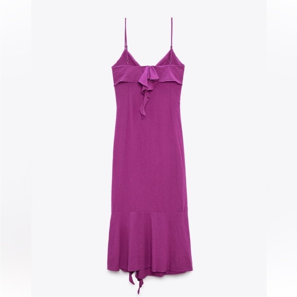 ZARA Purple Ruffled Slip Dress 7856/939 198/015 - Picture 5 of 6